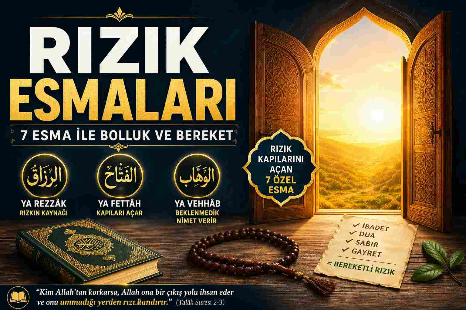Rızık Esmaları: 7 Esma ile Bolluk ve Bereket